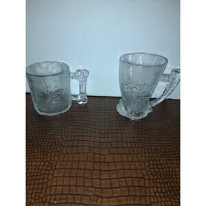 VINTAGE 1993 McDonalds Flintstones Glass Mug Cups Set of 2